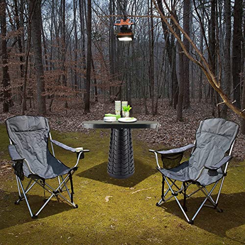 Portable Folding Table and Stool 2 in 1, Lightweight Collapsible Table for Camping Picnic Beach, Small Foldable Table for Party