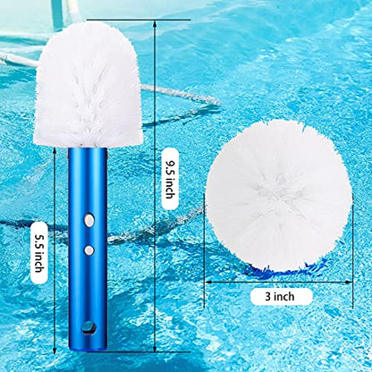 Patelai Corner and Step Pool Round Brush, Pool Step Corner Brush, 180 Degree Rotation Handle Scrub Brushes for Inground and Ground Swimming Pools, Spa, Hot Tub, Standard Poles Connection(1 Piece)