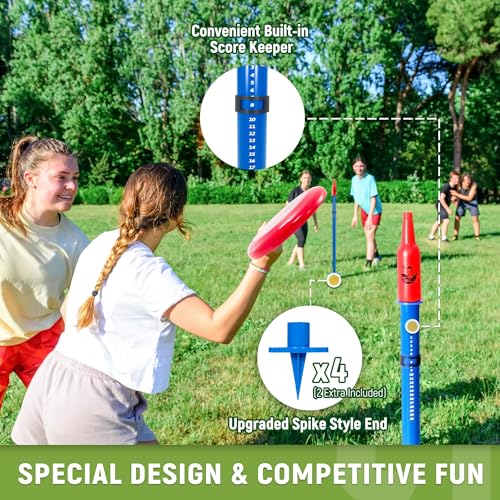 ropoda Outdoor Games -Upgraded Flying Disc Game Set with Reinforced Ground Spike(Includes 2 Extra), Portable Disc Toss Game for Lawn and Beach with Thicker Pole - size: 2in-Pro