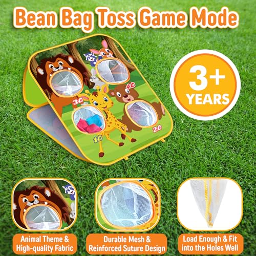 Animal Bean Bag Toss Game Kids Outdoor Toys, Family Party Games, Double-Sided Foldable Cornhole Board, Outside Lawn Party Toy, Birthday Gift for Boys Girls Toddler Age 3 4 5 6 7 8