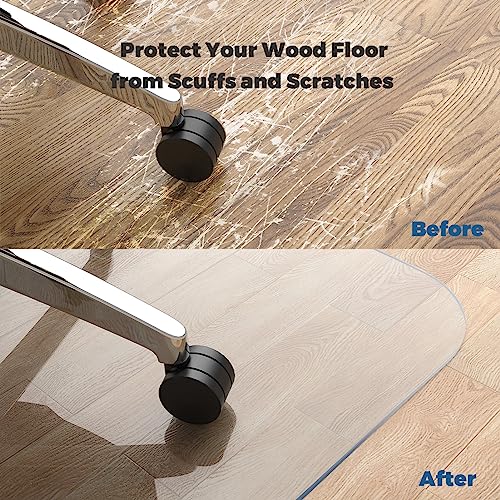 Yecaye Office Chair Mat for Hardwood Floor, 30" x 48" Clear Computer Desk Chair Mat, PVC Heavy Duty Floor Protector for Rolling Chairs, 1.7mm Thick Chair Mat (Transparent, 30" x 48" x0.07'') - size: 30" x 48" x 0.07''