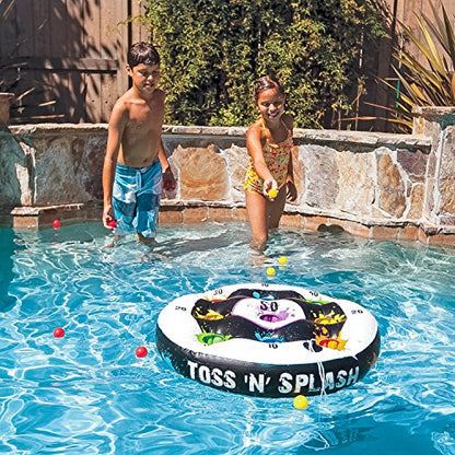 Poolmaster Toss ‘N’ Splash Inflatable Pool Game, Floating Pool Toss Game Set with Balls and Scoring Targets, Pool Party Game for Kids, Teens and Adults, Water and Lawn Play