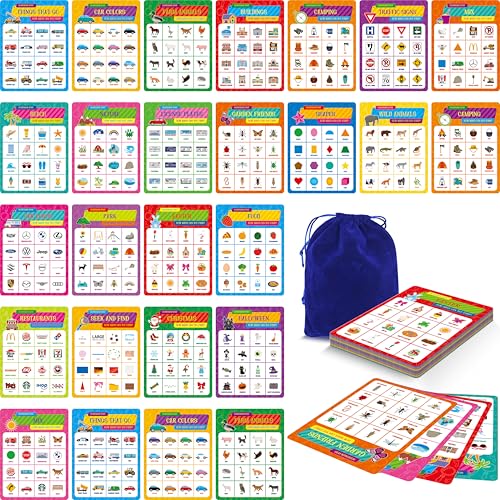 Road Trip Bingo Game, 30 Double-Sided Game Boards (Animal, Holiday, Building, Vehicle Themes ), Dry-Erase Scavenger Hunt Bingo Games for Road Trip, Car Travel, Outdoor Activities for Kid, Adult