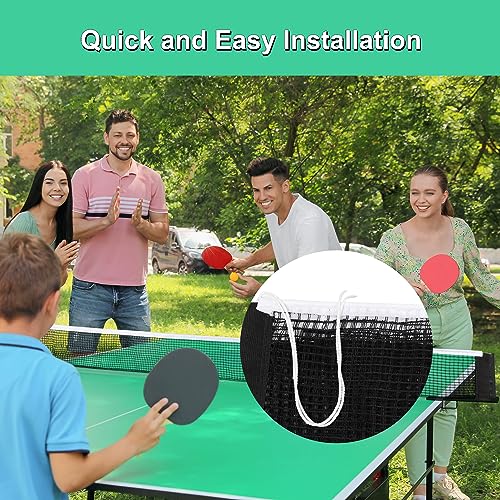 uxcell Retractable Ping Pong Net for Any Table, Portable Table Tennis Net Replacement, Folding 68" Nylon String Tension Ping Pong Table Net for Indoor Outdoor, 1 Pack Black
