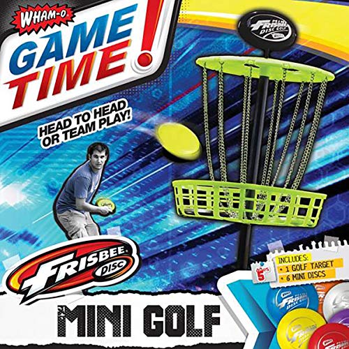 Wham-O Mini Frisbee Golf Set, 28-inch Tall Frisbee Golf Target with 6 Mini Discs, Portable Disc Golf Starter Toy Set for Indoor and Outdoor