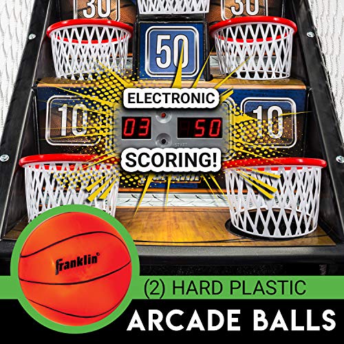 Franklin Sports Anywhere Basketball Arcade Game - Table Top Basketball Arcade Shootout- Indoor Electronic Basketball Game - style: Electronic Basketball Bounce-A-Bucket - Basketball - Black