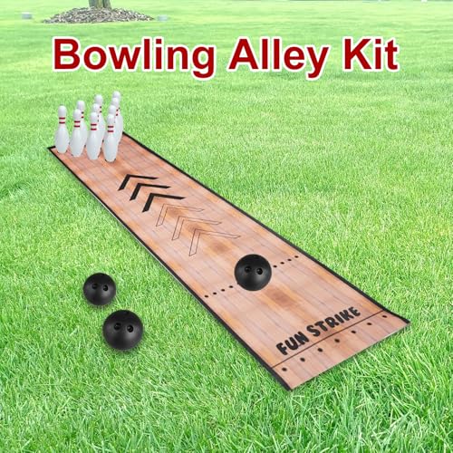 2 Sets Mini Bowling Set with Lane Full Bowling Pins and Ball Set for Home Family Friends Indoor and Outdoor