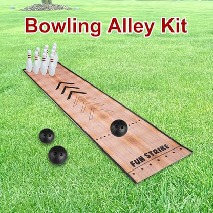 2 Sets Mini Bowling Set with Lane Full Bowling Pins and Ball Set for Home Family Friends Indoor and Outdoor