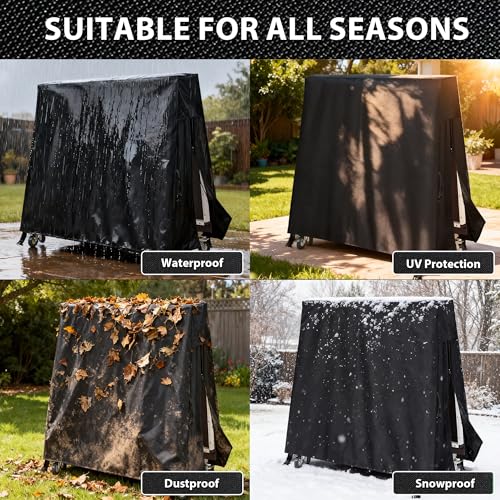 Ping Pong Table Cover Heavy Duty 600D Oxford Waterproof Outdoor Table Tennis Cover Universal for 9x5 FT Foldable Tables, Windproof Buckles, Side Zip Opening, All Weather Protection - size: Folded & Flat