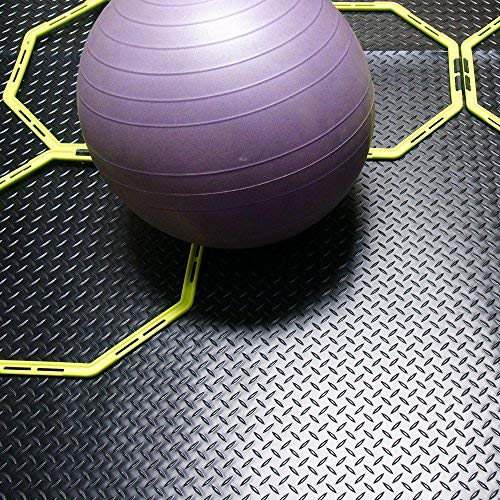 Rubber-Cal Diamond-Plate Rubber Flooring Roll - 3 mm x 4 ft x 2.5 ft Roll - Black - size: 30"L x 48"W x 0.1"Th