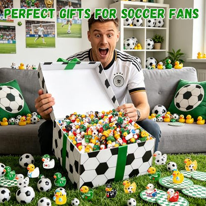 120Pcs World Soccer Cup Mini Resin Ducks 10 Style Sports Theme Miniature Soccer Ducks Bulk Player Referee Goalkeeper Tiny Duck Figures for Soccer Party Favors Desk Shelf Decor Sports Fans Gifts - style: 120Pcs-10 Style Soccer Duck