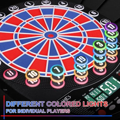WIN.MAX Electronic Dart Board Soft Tip Dartboard Set LED Displays 3 Languages with 12 Darts 100 Tips Power Adapter - color: RED/BLUE WITH LIGHTS 2026