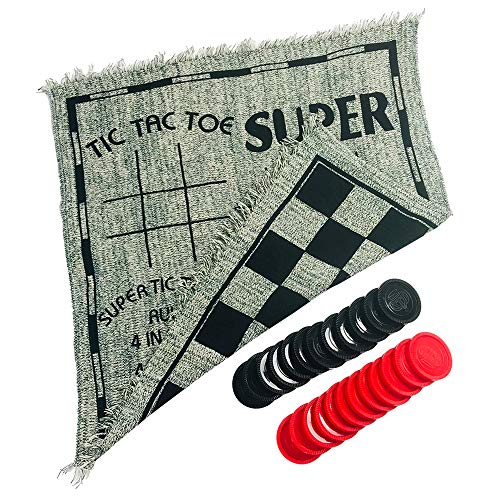 Yuanhe Gaint Checkers Game Set - Large 3 in 1 Checkers Including Tic Tac Toe with Reversible Rug, Calssic Indoor Outdoor Yard Games for Family