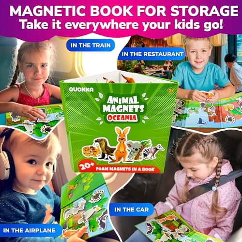 Quokka Travel Magnetic Puzzles for Toddlers 1-3 – 20+Pcs Australia Game with Extra-Long Play Book – Fun Travel Game Toy for Kids Ages 3-5 – Strong Magnets for Car Activities – Fun Toddler Puzzle 2-4 - color: 06. Australia