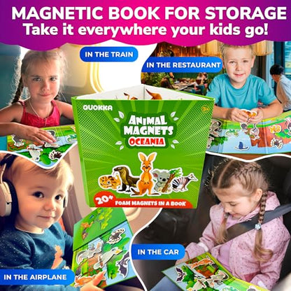 Quokka Travel Magnetic Puzzles for Toddlers 1-3 – 20+Pcs Australia Game with Extra-Long Play Book – Fun Travel Game Toy for Kids Ages 3-5 – Strong Magnets for Car Activities – Fun Toddler Puzzle 2-4 - color: 06. Australia