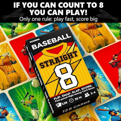 Quokka Baseball Fast-Paced Card Game for Kids & Adults – 128 Cards & Easy Rules – Quick & Fun Matching Game – 2-4 Players – Ages 8+ – Perfect for Family Games Night, Travel and Parties - color: Baseball
