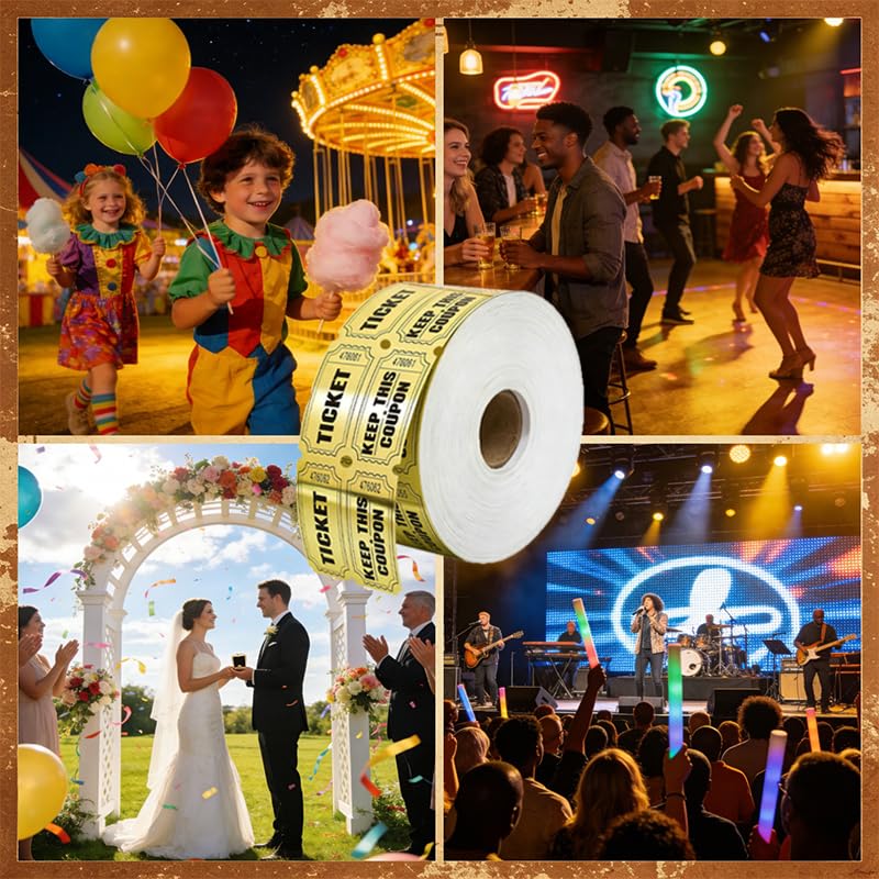 1000 Pcs Golden Raffle Tickets Double Roll Metallic Gold Foil Raffle Tickets with Unique Numbered for Events Carnival Door Prize Auction Entry Games Reward - color: Double Raffle Tickets-gold