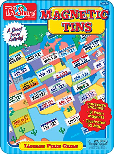 Bendon TS Shure License Plate Games Magnetic Activity Tin with Foam Magnet Sheet 50519 - style: License Plat Game Tin
