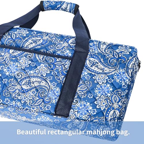 ZGME American Mahjong Set,166 Premium White Tiles with Soft Bag and Accessories,4 All-in-One Mahjong Racks with Pushers,Complete Western Mah Jongg,Mah-Jongg,Ma Jong Set - color: Blue