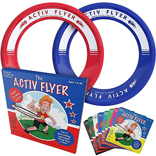 Activ Life Kid’s Flying Rings (2 Pack) They Fly Straight & Don’t Hurt, 80% Lighter Than Standard Rings - Replace Screen Time with Healthy Family Fun - Get Outside & Play - color: Red/Blue
