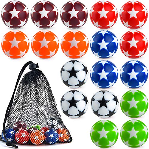 Coopay 18 Pieces 32mm Foosball Balls Table Multicolor Football Soccer Replacement Balls for Official Tabletop Game with a Black Drawstring Bag - color: multicolour star