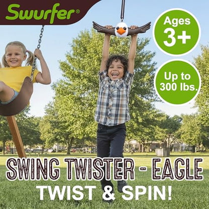 Swurfer Ninja Twister Swing Spins Set - 360° Twist Spin Toy, Swing Sets Accessories for Backyard, Kids Outdoor Play Toys, Slackline Attachment, Easy Install, Adjust Height, Durable,Up to 300lbs Eagle - style: Eagle