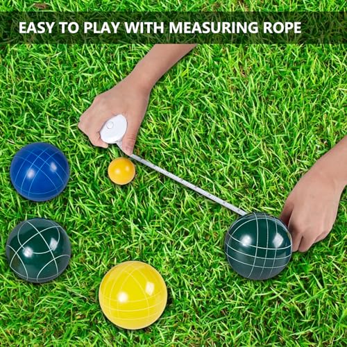 Aivalas Bocce Ball Set, 107mm Outdoor Bocci Game with 8 Resin Balls, Pallino for Backyard Lawn Beach, Outdoor Yard Party Games for Family Kids Teens Beginners (2-8 Players)