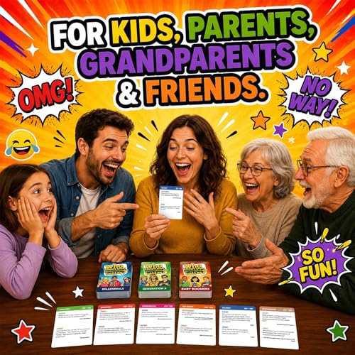 QUOKKA Generation Trivia Game – Generations Challenge Card Set with 600 Questions for Ages 10+ – Travel Game for Family Night, Parties – Trivia Cards for Adults, Teens and Kids