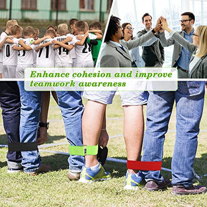 Hooqict 10Pcs 3 Legged Race Bands for Outdoor Party Group Games - Kid Adult Three Legged Race Birthday Party Carnival Field Day Relay - Gym Class Team Building Supplies Family Fun Activity