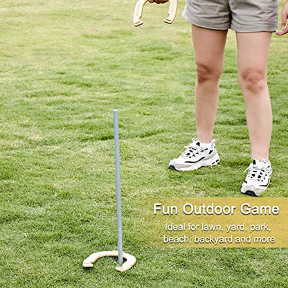 SpexDarxs Horseshoes Set, Lawn Horseshoe Outside Game Kit for Teens Adults Families - Includes 4 Horse Shoes, 2 Stakes and Carrying Case
