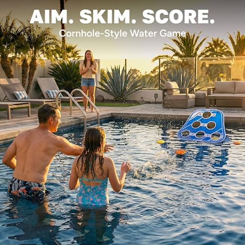 GoSports Splash Skip Floating Pool Cornhole Game – Stone Skipping Swimming Pool Game for Adults & Family – Water Cornhole Game for Pools & Lakes - style: Classic (1 Target)