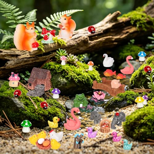 160 Pcs Fairy Garden Accessories Miniature Resin Animals Tiny Fairy House Figurines Fairy Garden Ornament Kit for DIY Crafts Micro Landscape Dollhouse Mini Scene Garden Outdoor Decor - style: 160Pcs-Fairy Garden Accessories