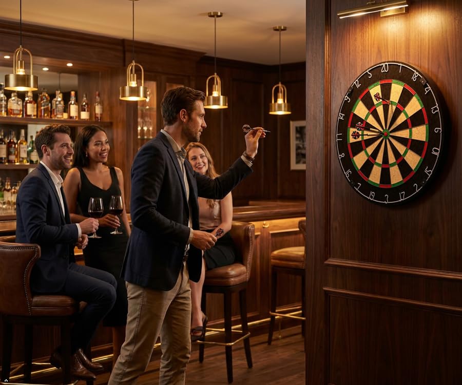 Professional Sisal Dartboard - 18" Brazilian Sisal Dart Board with Ultra-Slim Triangle Wire & Staple-Free Bullseye - Self-Healing Fiber Board for Steel Tip Darts