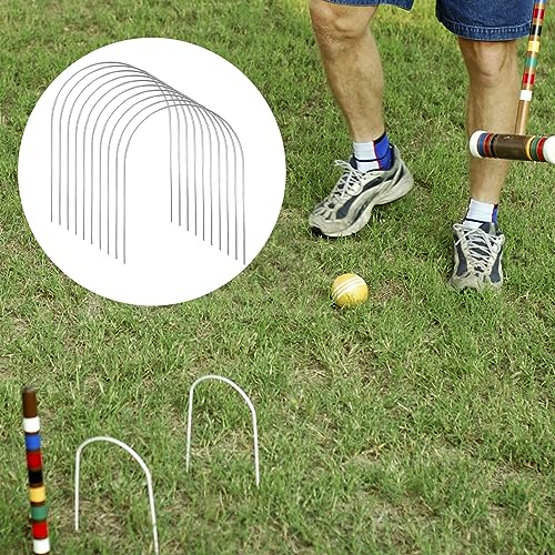 FMOACEN 10 PCS Croquet Wickets Replacement Croquet Metal Croquet Hoops Arched Wickets Rplacement Galvanized for Family Lawn Backyard Outdoor Game 9 * 7.8inch