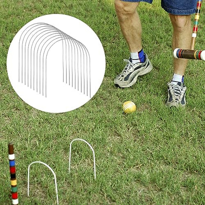 FMOACEN 10 PCS Croquet Wickets Replacement Croquet Metal Croquet Hoops Arched Wickets Rplacement Galvanized for Family Lawn Backyard Outdoor Game 9 * 7.8inch