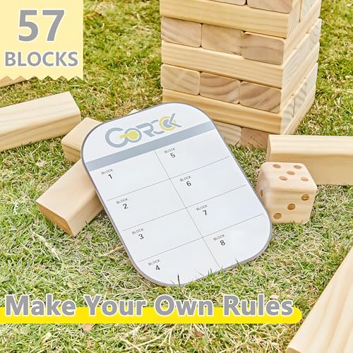 GOROCK Giant Tumbling Tower Game，57Pcs Wooden Block Stacking Game （Over 4.2FT），Classic Family Indoor Outdoor Yard Party Games for Kids and Adults with Carry Bag - size: L-Over 4.2 FT