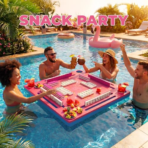 Floating Mahjong Table for Pool, Double-Sided Waterproof Float Game Tray for Mahjong, Poker, Cards, Dominoes Scrabble, Water Game Table for Adults, Pool, Hot Tub, Lake, Beach and Summer Parties