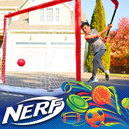 Nerf Flexplay Kids Hockey Stick + Ball Set - Indoor + Outdoor Street Hockey Set - Adjustable Height Stick Balls Included - style: 1 Stick & 2 Balls