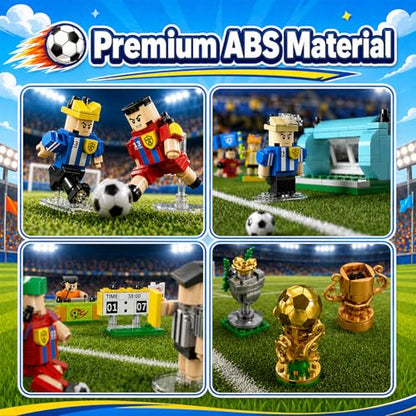 Parsin Soccer Building Blocks Toys Set, 2026 World Cup Theme 24-Pack Blind Box with Stadium, Figures & Keychains, 712 PCS Soccer Gifts for Fans, Individually Wrapped Party Favors