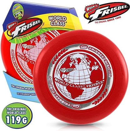 Whamo-O Frisbee - World Class Frisbee - 9.25" Sport Flying Disc 119G - Lightweight - Durable Flying Disc Toys for School, Game Prizes, Party, Indoor & Outdoor Game - style: 4 PACK ( RED + BLUE )