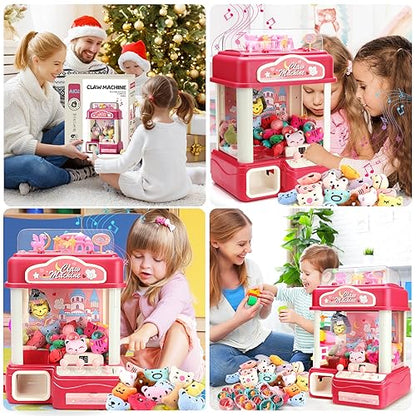 55 PCS Large Kids Claw Machine, Candy Vending Grabber, Prize Dispenser Toys for Girls Boys with Lights Sound, Electronic Claw Game Machine Toys for 3 4 5 6 7 8 Years Old Girls