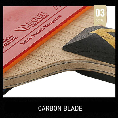 Table Tennis Racket 7 Ply Carbon Fiber Ping Pong Racket Pimples-in Rubber Table Tennis Paddle Bat with Bag - size: E