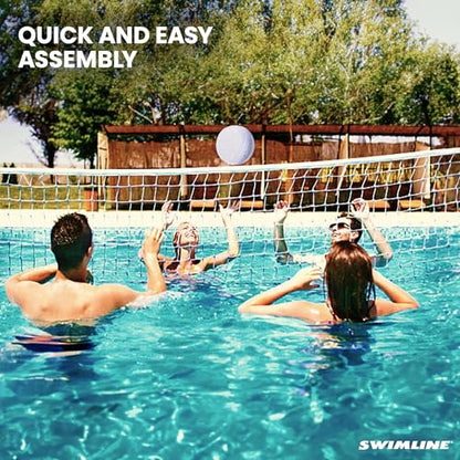 SWIMLINE Original Pool Volleyball Net Games Set with Ball Adjustable Up to 34 Feet Wide | for Kids & Adults | 2 Stable Water-Fill Bases | Easy Assembly Compatible W/Outdoor & Indoor Inground Pools - style: Classic Volleyball Game