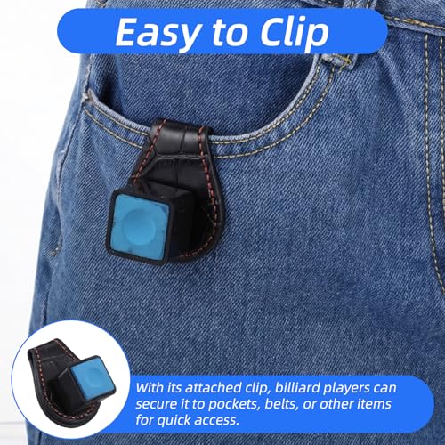 Prasacco Pool Chalk Holder, Magnetic Leather Pool Cue Chalk Holder with Belt Clip Billiard Accessories Black for Snooker and Stylish Billiard Accessories