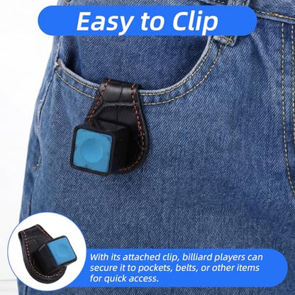 Prasacco Pool Chalk Holder, Magnetic Leather Pool Cue Chalk Holder with Belt Clip Billiard Accessories Black for Snooker and Stylish Billiard Accessories