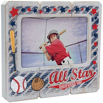 Neil Enterprises 6" x 4" Whitewash Finish Wood Baseball Picture Frame