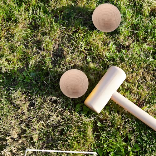 TOYANDONA Beech Wood Croquet Golf Ball Set 3Pcs for Outdoor Lawn Games Fun Durable Round Balls for Multiple Players