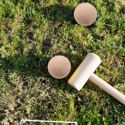 TOYANDONA Beech Wood Croquet Golf Ball Set 3Pcs for Outdoor Lawn Games Fun Durable Round Balls for Multiple Players
