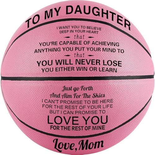 KAAYEE Engraved Basketball for Grandson, Engraved Basketball for Son from Mom Dad, Personalized 29.5" Basketballs Gifts, Custom Christmas Birthday Graduation Back to School Gift for Son from Mom Dad - color: Pink-Mom to Daughter