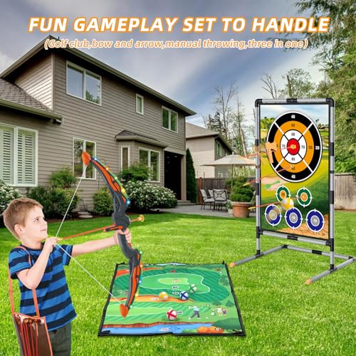 Spobot Golf Game Play Set for Kids - Bow and Arrow Set - 2-Pack Up Archery Set with 20 Suction Cup Arrows - Indoor and Outdoor Toy for Boys Girls 4 5 6 7 8 9 10 11 12 Year Old